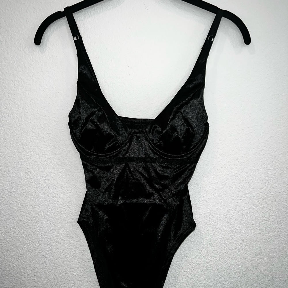 SOLD!! BLACK SATIN BODYSUIT